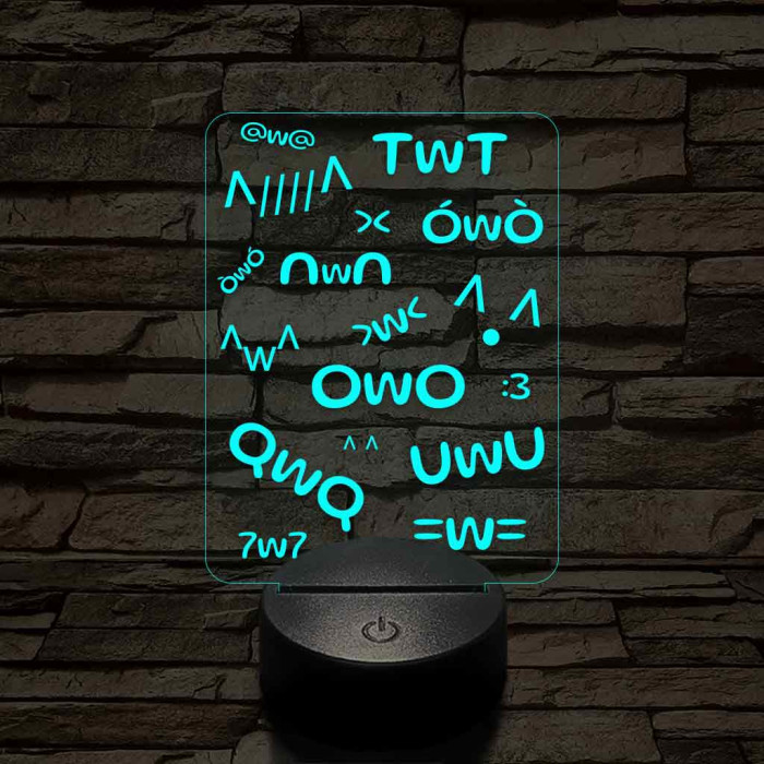 Anime UwU 7 színű 3D led lámpa