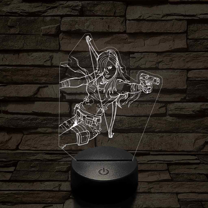 Tomb Raider Lara 7 színű 3D led lámpa