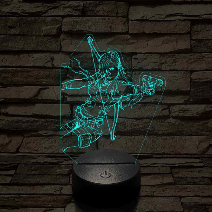 Tomb Raider Lara 7 színű 3D led lámpa