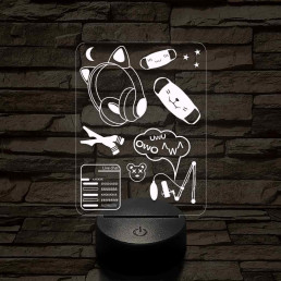 Streamer cuki montázs 7 színű 3D led lámpa