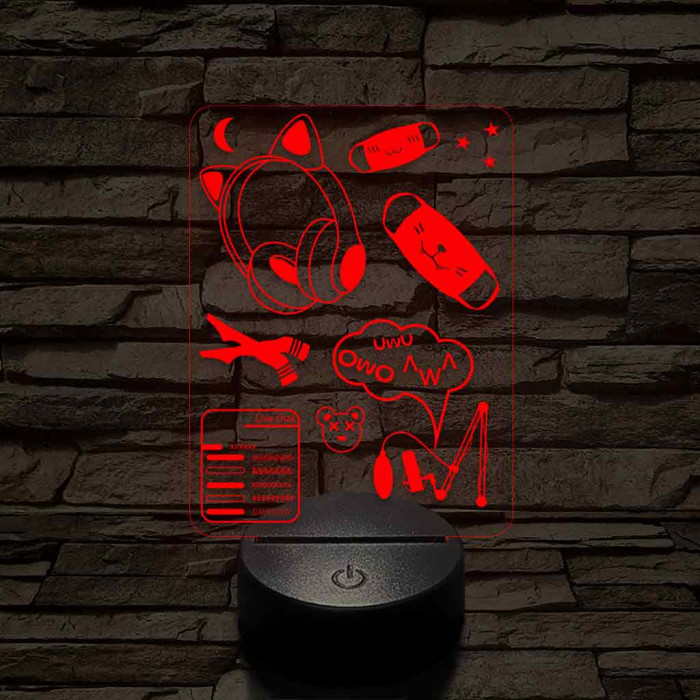 Streamer cuki montázs 7 színű 3D led lámpa