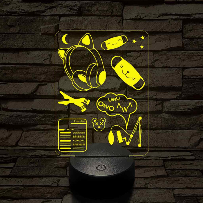 Streamer cuki montázs 7 színű 3D led lámpa