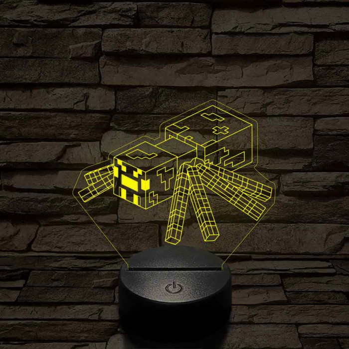 Minecraft Pók 7 színű 3D led lámpa