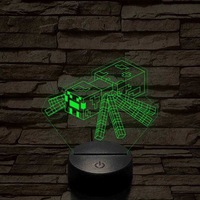 Minecraft Pók 7 színű 3D led lámpa