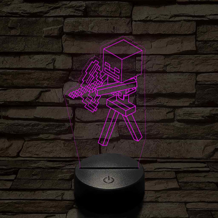 Minecraft csontváz harcos 7 színű 3D led lámpa