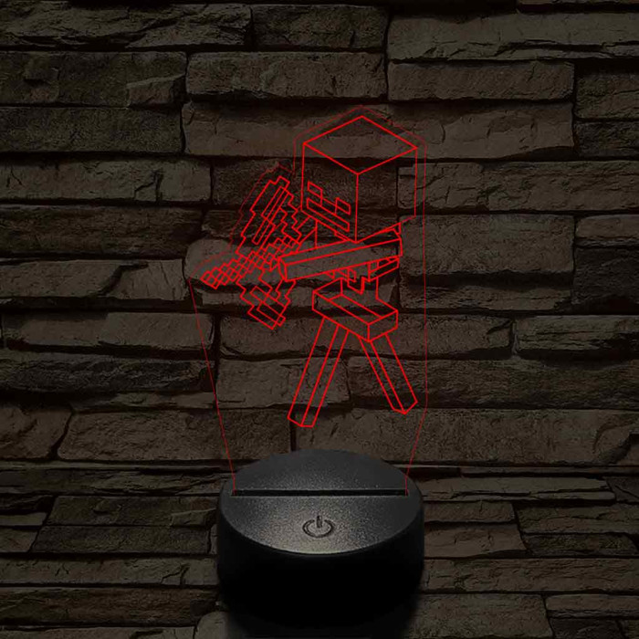 Minecraft csontváz harcos 7 színű 3D led lámpa