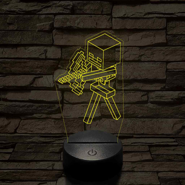 Minecraft csontváz harcos 7 színű 3D led lámpa