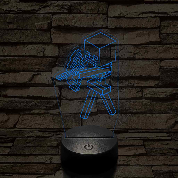 Minecraft csontváz harcos 7 színű 3D led lámpa