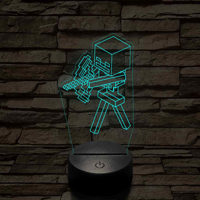 Minecraft csontváz harcos 7 színű 3D led lámpa