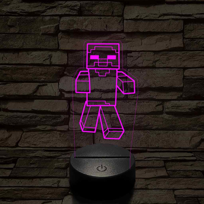 Minecraft zombi 7 színű 3D led lámpa