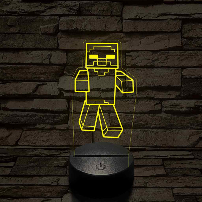 Minecraft zombi 7 színű 3D led lámpa