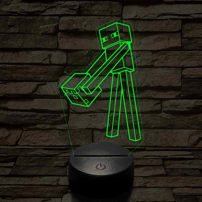 Minecraft Enderman 7 színű 3D led lámpa