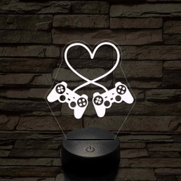 Gaming love 7 színű 3D led lámpa
