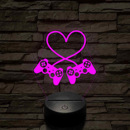 Gaming love 7 színű 3D led lámpa