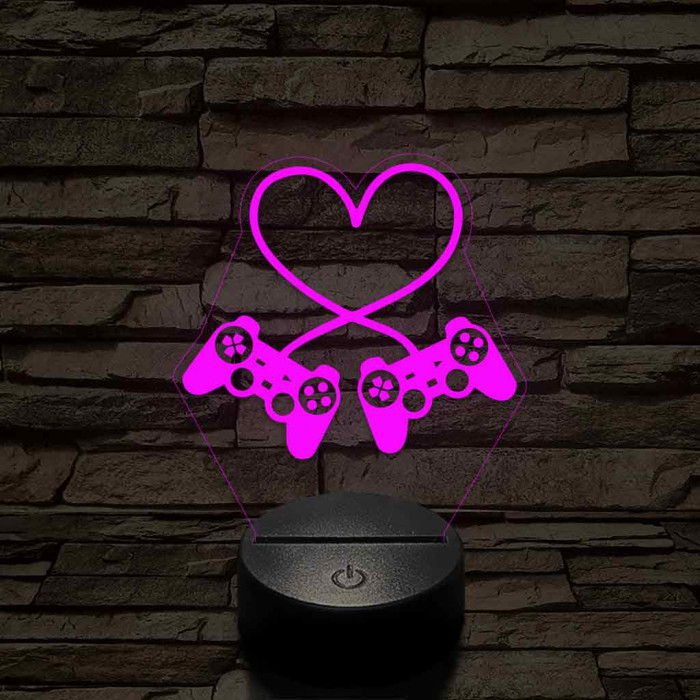 Gaming love 7 színű 3D led lámpa