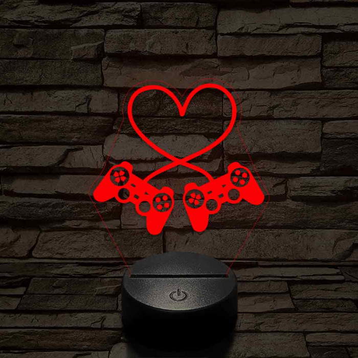 Gaming love 7 színű 3D led lámpa