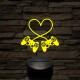 Gaming love 7 színű 3D led lámpa