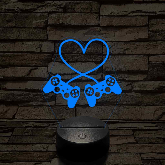 Gaming love 7 színű 3D led lámpa