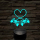 Gaming love 7 színű 3D led lámpa