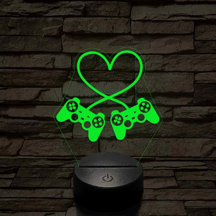 Gaming love 7 színű 3D led lámpa