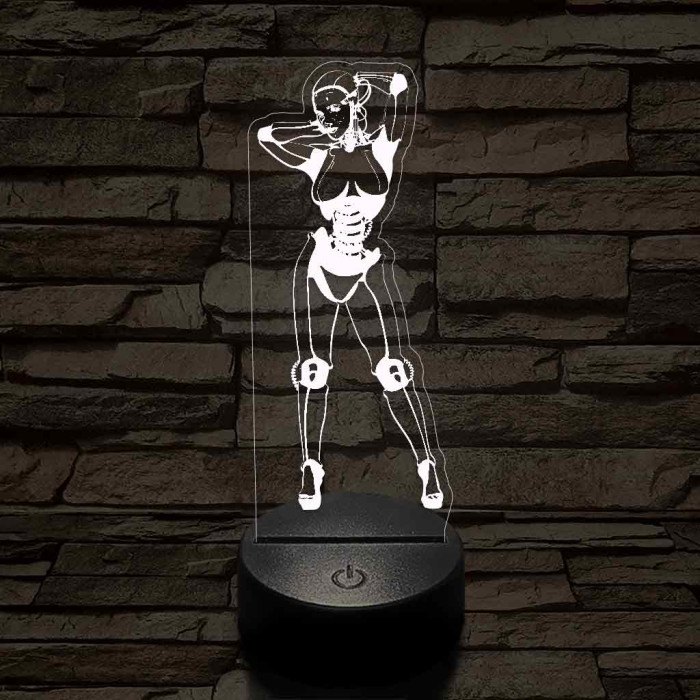 Robot lány 7 színű  3D led lámpa