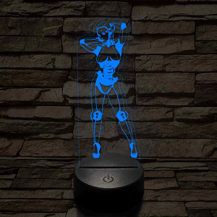 Robot lány 7 színű  3D led lámpa