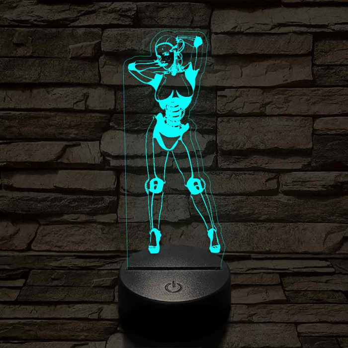 Robot lány 7 színű  3D led lámpa