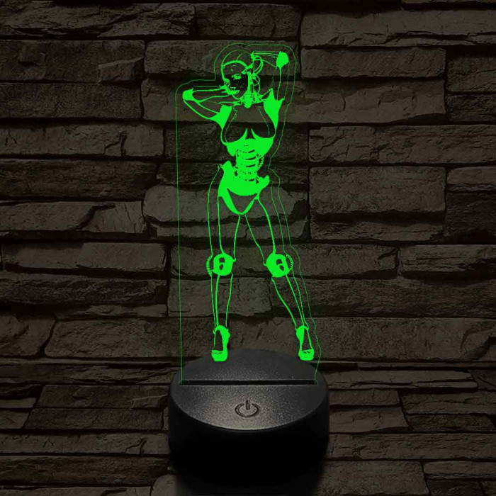 Robot lány 7 színű  3D led lámpa