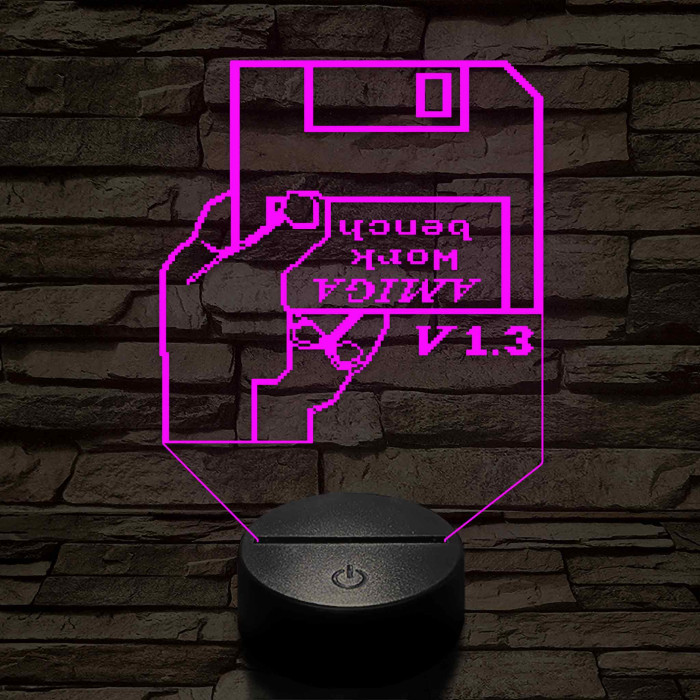 Amiga lemez 7 színű 3D led lámpa