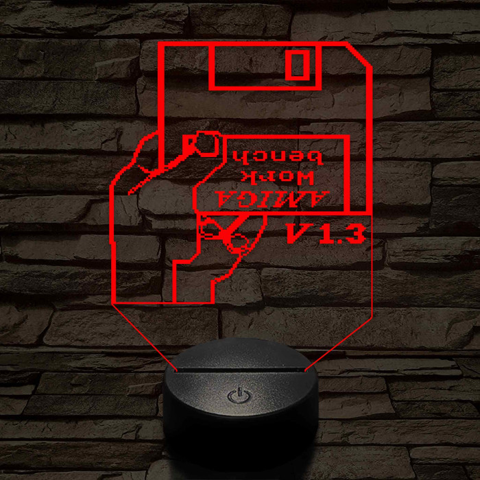 Amiga lemez 7 színű 3D led lámpa