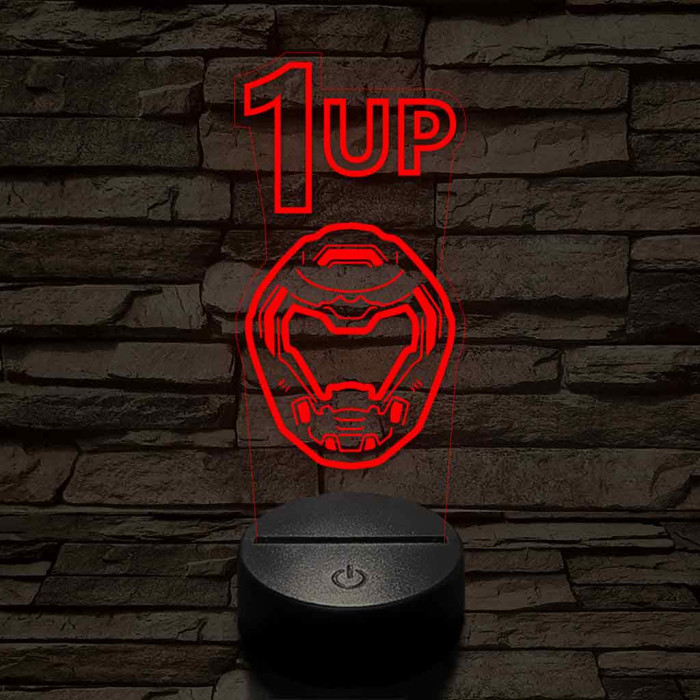 DOOM level up 7 színű 3D led lámpa