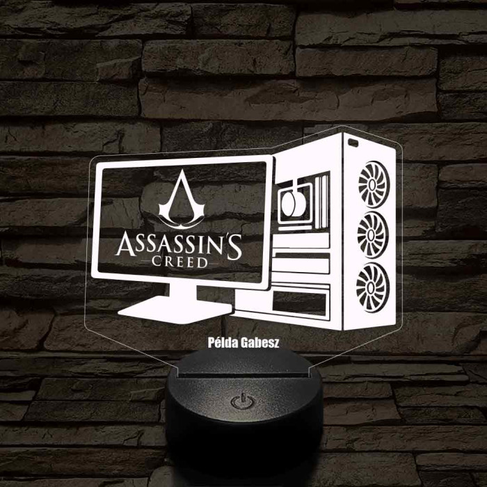 Személyre szabott gamer setup 3D illúzió led lámpa - egyedi gravírozható játéklogókkal és névvel