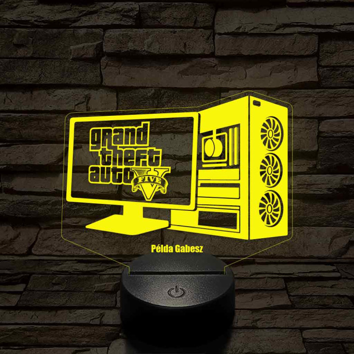 Személyre szabott gamer setup 3D illúzió led lámpa - egyedi gravírozható játéklogókkal és névvel