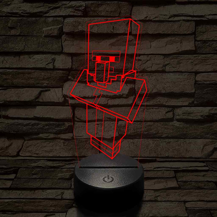 Minecraft Villager 7 színű 3D led lámpa