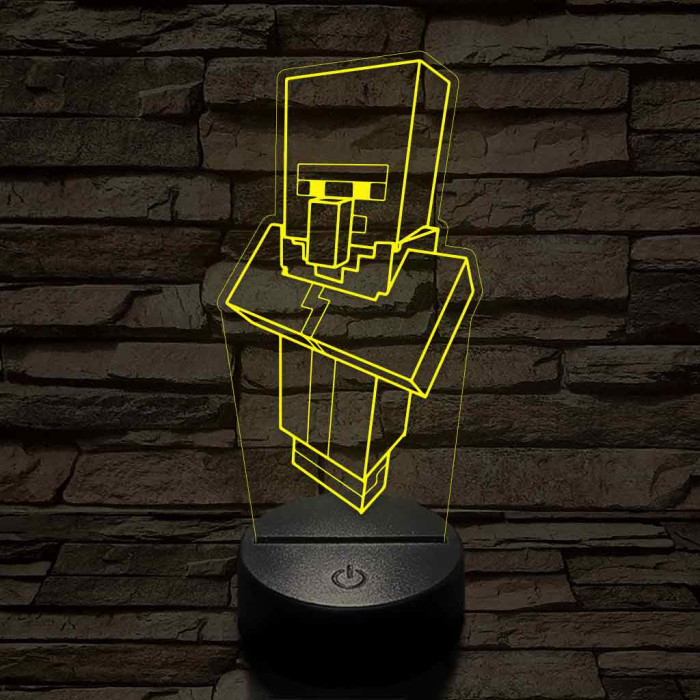 Minecraft Villager 7 színű 3D led lámpa