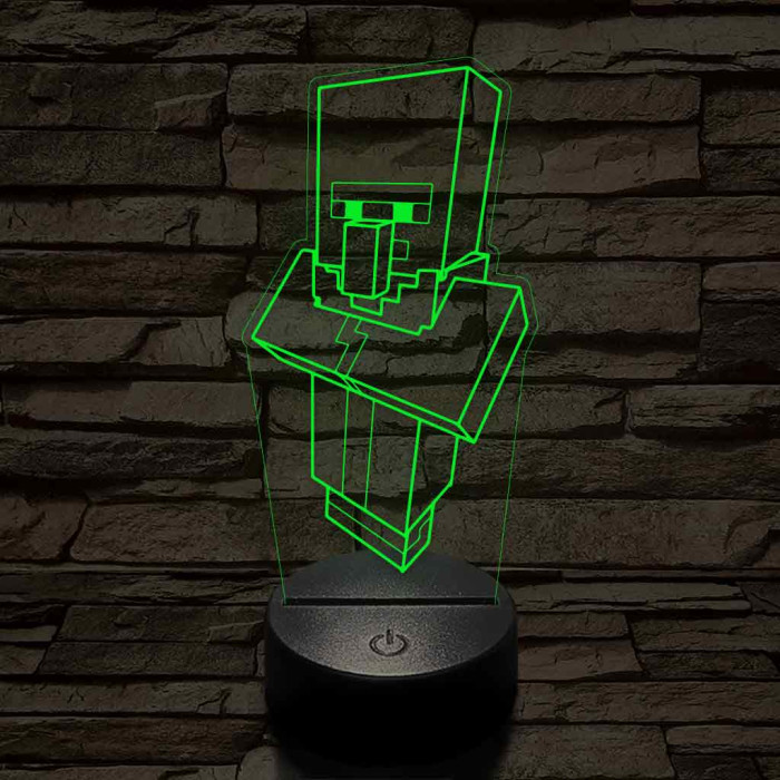 Minecraft Villager 7 színű 3D led lámpa