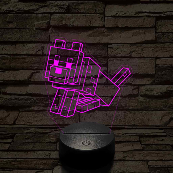 Minecraft Dennis farkas 7 színű 3D led lámpa