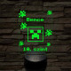 Minecraft Creeper - egyedi névbeírós 3D illúzió led lámpa