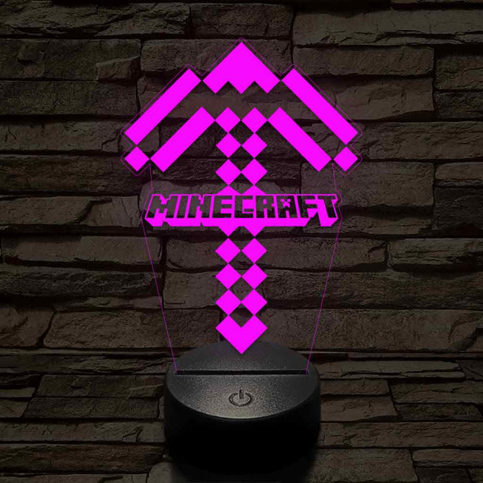 Minecraft pickaxe 7 színű 3D led lámpa