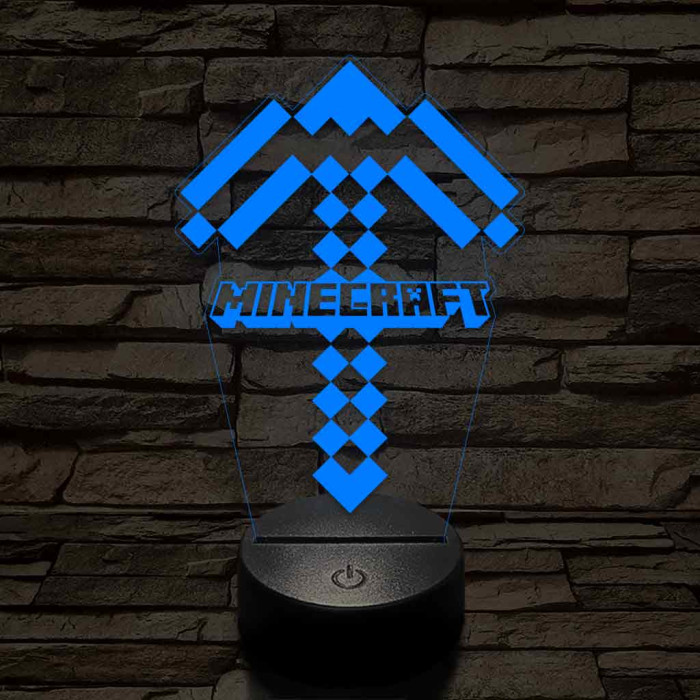 Minecraft pickaxe 7 színű 3D led lámpa