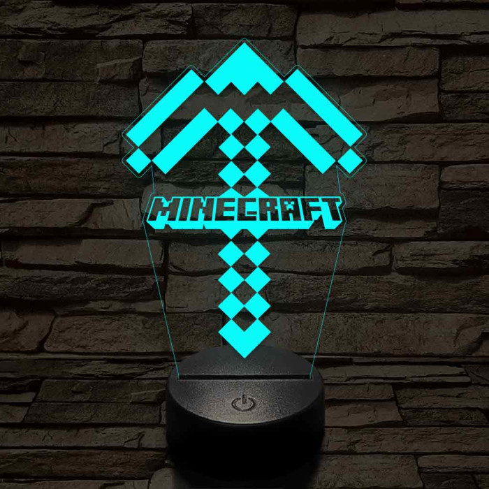 Minecraft pickaxe 7 színű 3D led lámpa