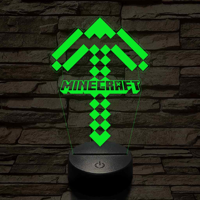 Minecraft pickaxe 7 színű 3D led lámpa