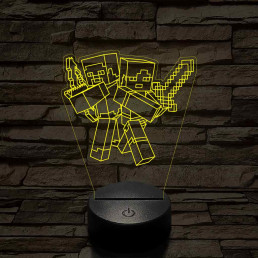 Minecraft Alex és Steve 7 színű 3D led lámpa