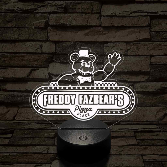 FNAF pizzéria logo 7 színű 3D led lámpa