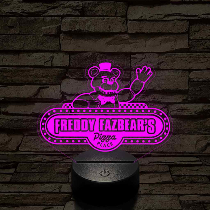 FNAF pizzéria logo 7 színű 3D led lámpa
