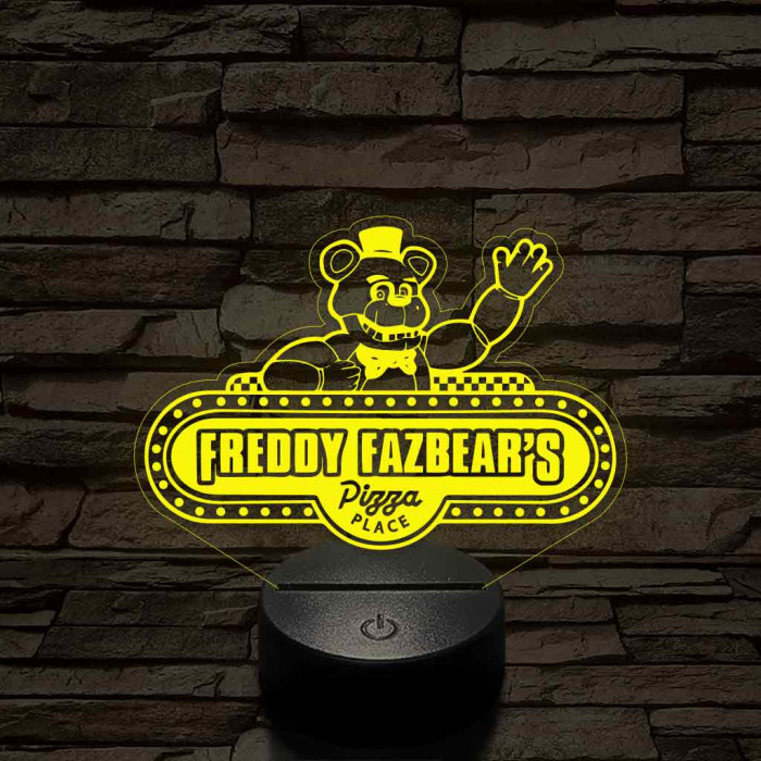 FNAF pizzéria logo 7 színű 3D led lámpa