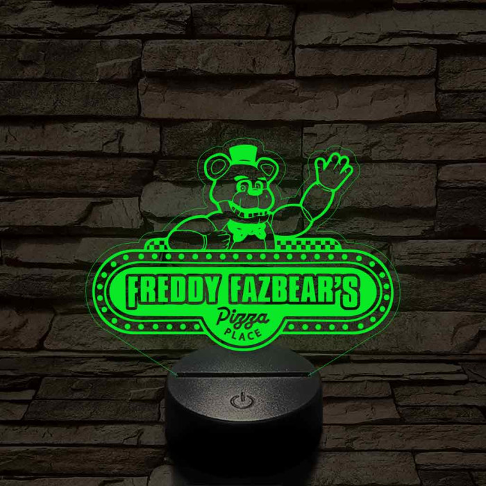 FNAF pizzéria logo 7 színű 3D led lámpa