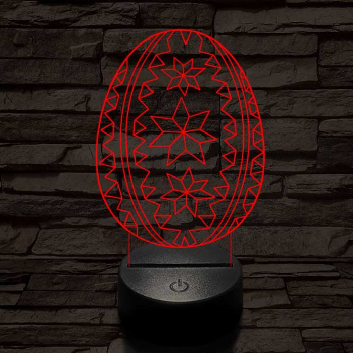 Hímes tojás 7 színű 3D led lámpa