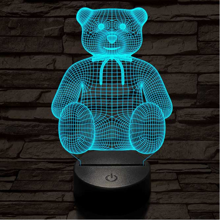 Masnis maci, 7 színű 3D led lámpa