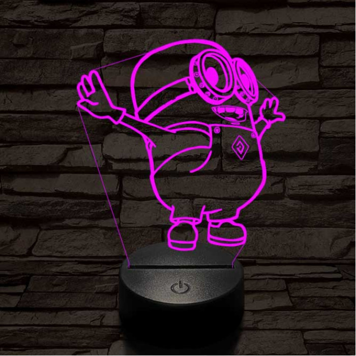 Minion 7 színű 3D led lámpa